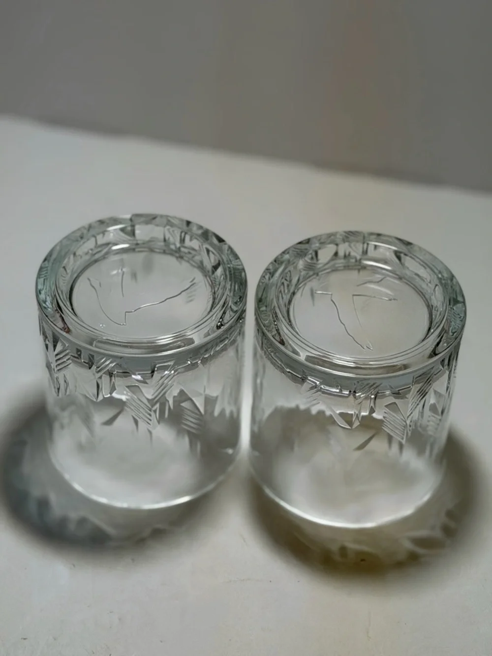 Grey GooseVodka Set of 2 Lowball Rock Glasses Etched Barware Clear 10oz Cocktail
